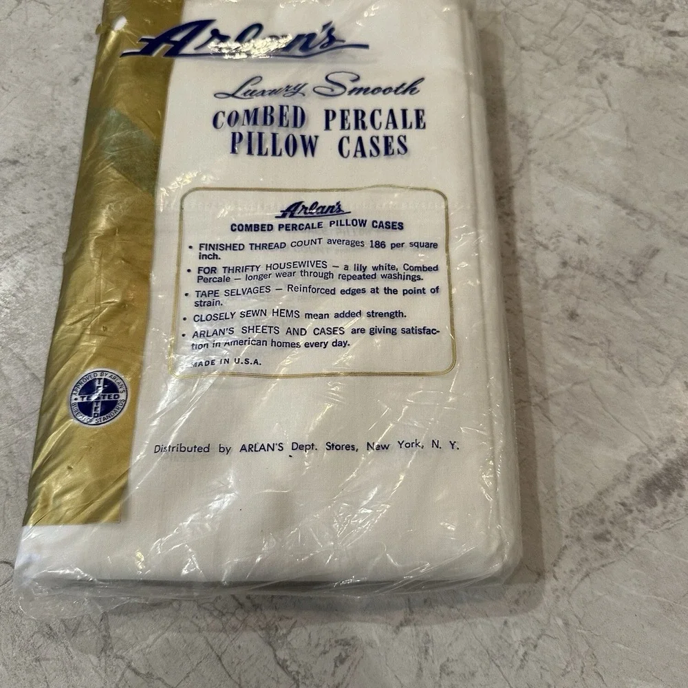 Vintage Arlan's Luxury Smooth Combed Pillowcases Set‎ Of 2 Unopened Package